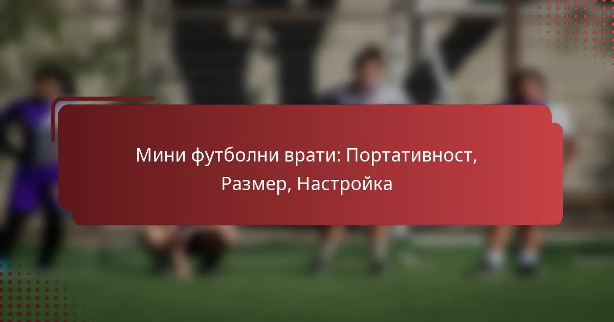 Мини футболни врати: Портативност, Размер, Настройка