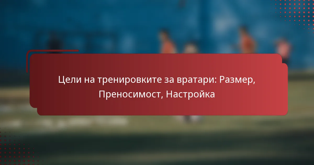 Цели на тренировките за вратари: Размер, Преносимост, Настройка